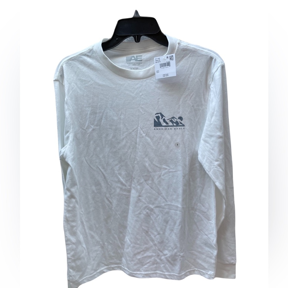 ❤️ AMERICAN EAGLE MENS GRAPHIC WHITE LONG SLEEVE TEE SHIRT SIZE SMALL NEW